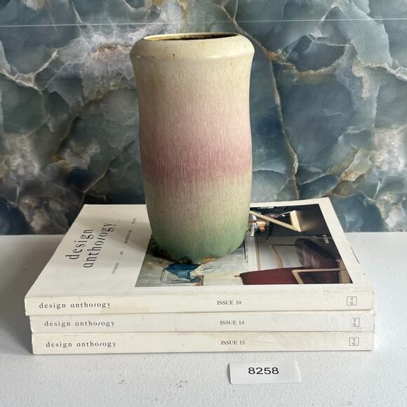 Studio Art Pottery Vase 7" Green Pink Ombre Handmade & Signed - Picture 12 of 16